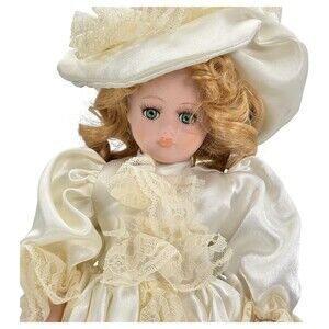 Century Collection Porcelain Doll 18” Madelaine White Dress Rare w/Box